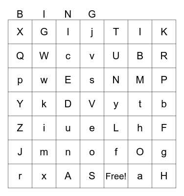 Alphabet Bingo Card