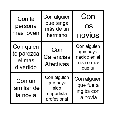Bingo fotográfico de la Boda-No boda Bingo Card