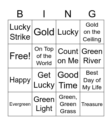 St. Patrick's Day Music Bingo Card