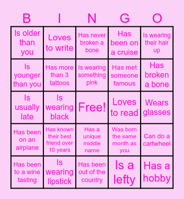 Find someone who: Bingo Card