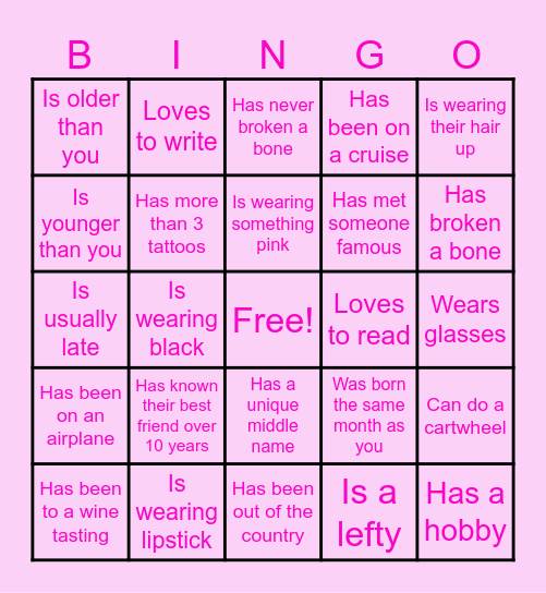 Find someone who: Bingo Card