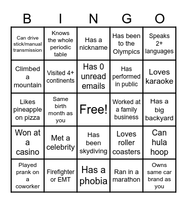 BSSR Bingo Card