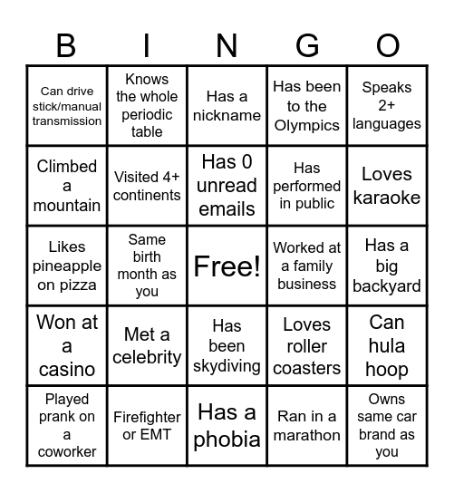 BSSR Bingo Card