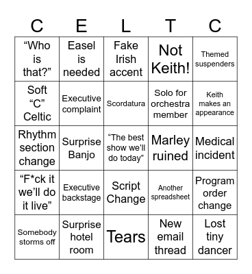 Celtic Sojourn 2026 Bingo Card