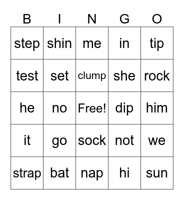 UFLI 66 Bingo Card