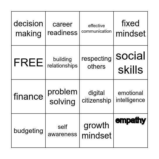 Quarter 3 Bingo Card
