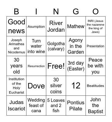 CCD Bingo Card