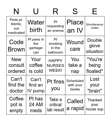 Nursing Bingo Card