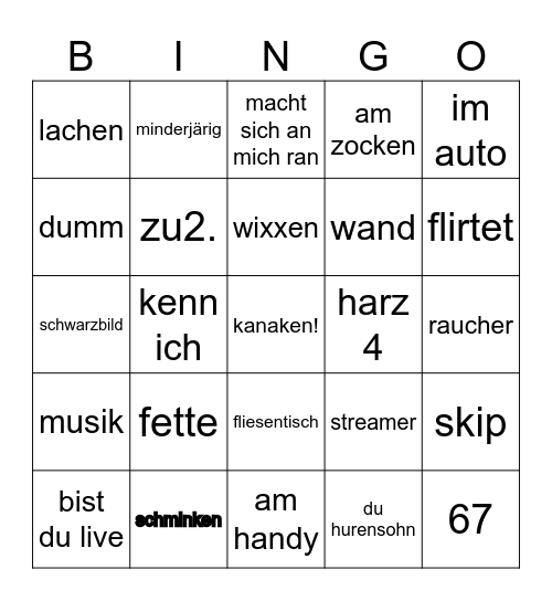 ome tv Bingo Card