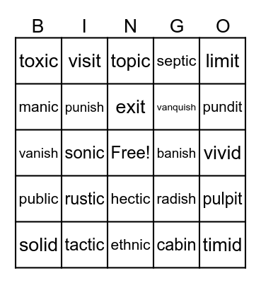 3.1 Bingo Card