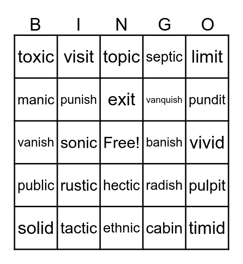 3.1 Bingo Card