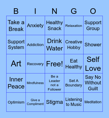 Mental Health Bingo Card