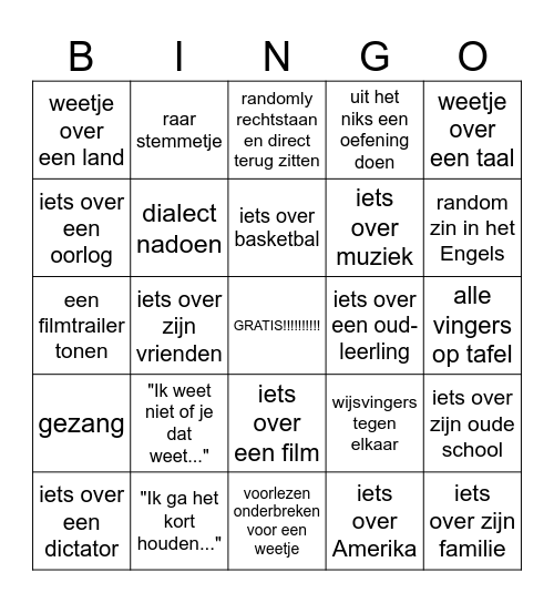 MENEER CHRSTIAENS BINGO Card