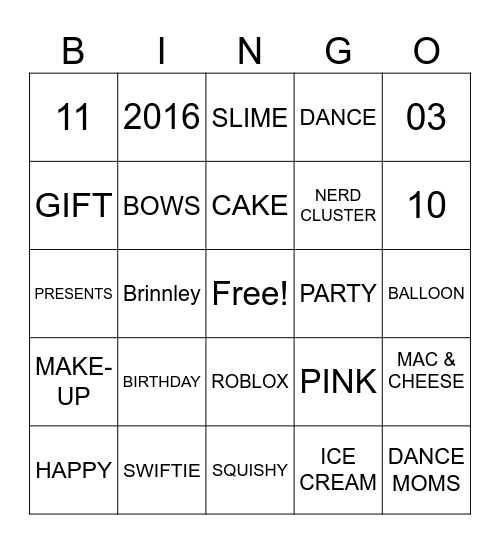 HAPPY BIRTHDAY Bingo Card