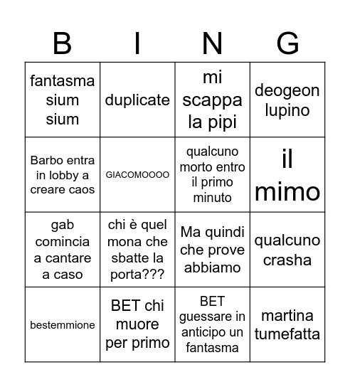Phasmo BINGO # 4 Bingo Card