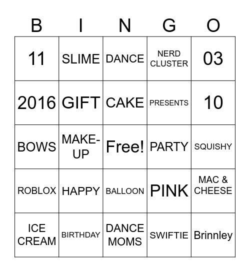HAPPY BIRTHDAY Bingo Card