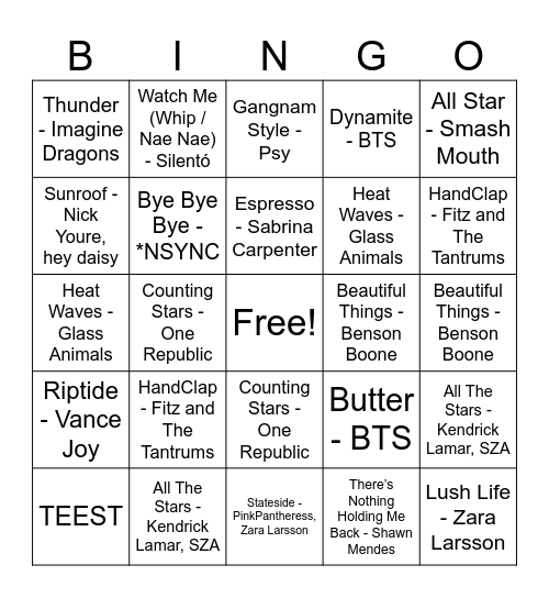 Bandingo Bingo Card