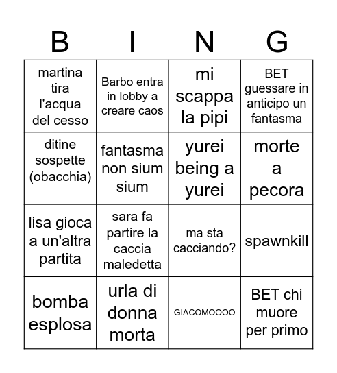 PHASMO BINGO # 5 Bingo Card
