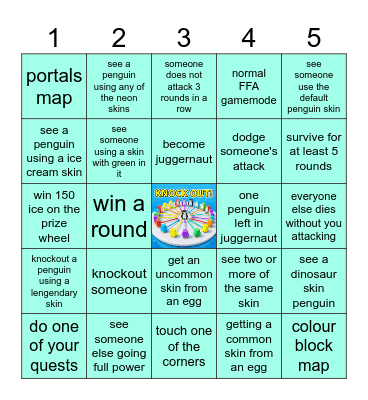 knockout bingo roblox :) Bingo Card