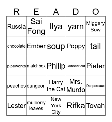 Our Favorite Stories Bingo Card