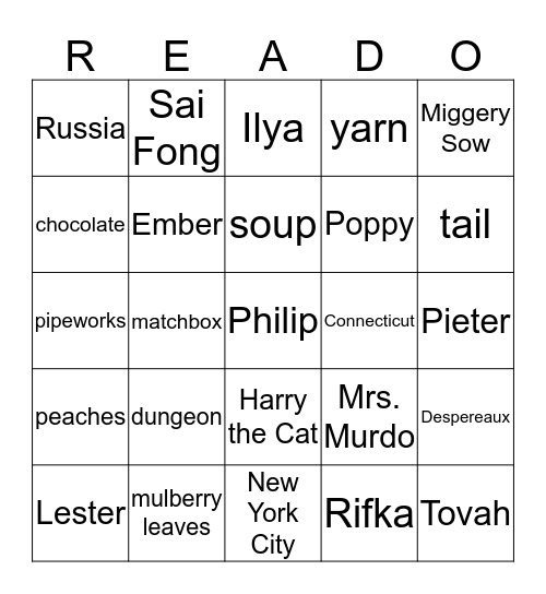 Our Favorite Stories Bingo Card