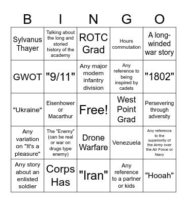 Founders Dinner Bingo Card