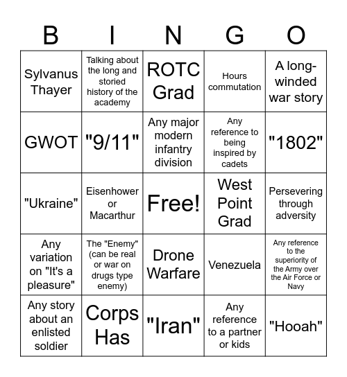 Founders Dinner Bingo Card