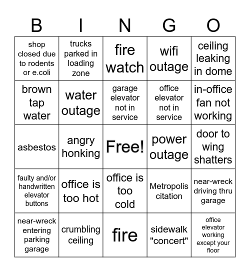 Rotunda Calamity Bingo Card
