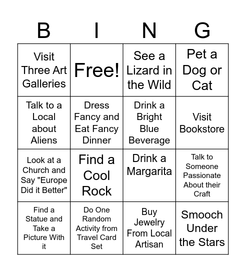 Santa Fe Bingo Card