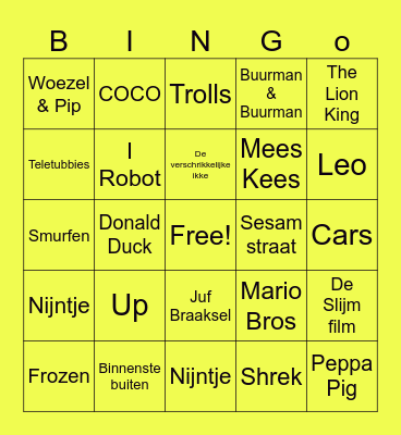 Films en Series Bingo Card