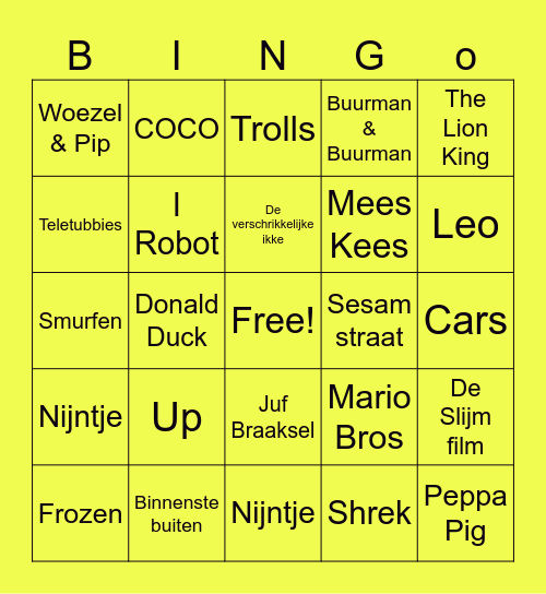 Films en Series Bingo Card