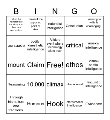 Review Bingo Card