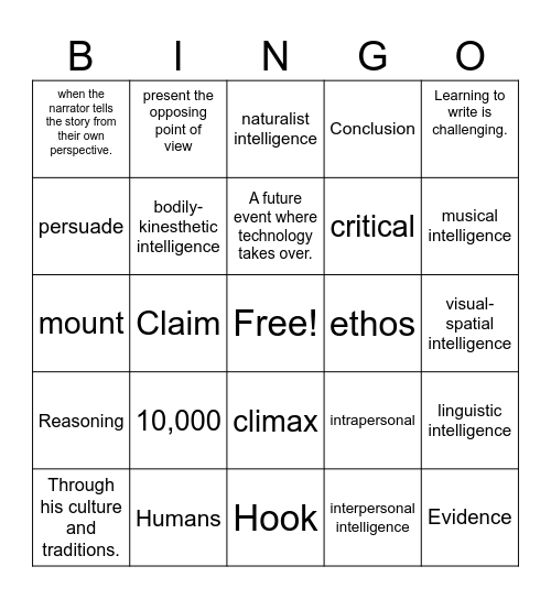 Review Bingo Card