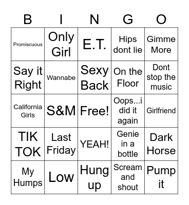 90's POP Bingo Card