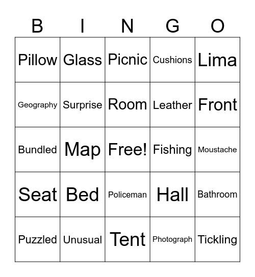 Paddington 2 Bingo Card