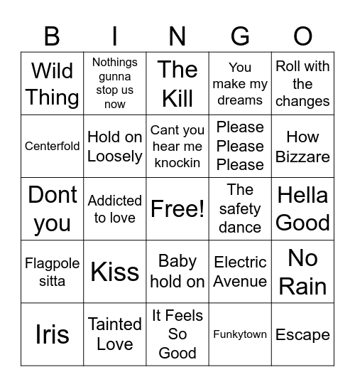 SONGS THAT SLAP Bingo Card