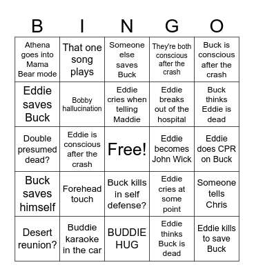 9x13 Buddie Bingo Card
