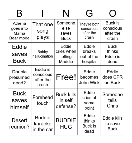 9x13 Buddie Bingo Card