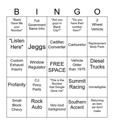 Spam Call Bingo! Bingo Card