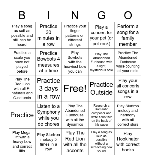 Spring Break Practice Bingo (C/B) Bingo Card