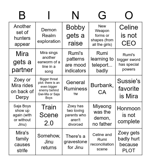 KPDH 2 Bingo Card