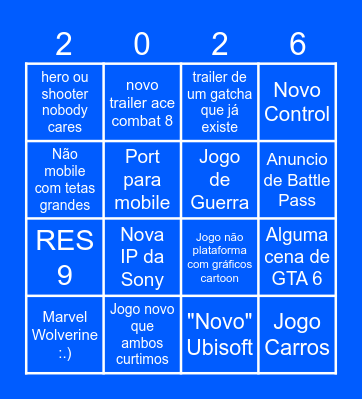 State of Play Bingo Card