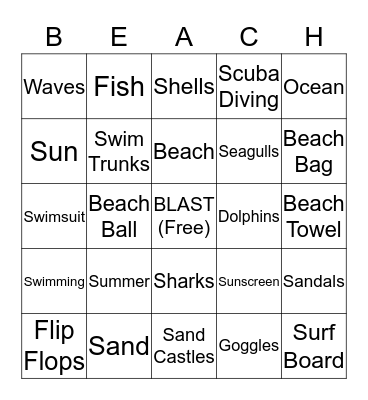 Beach Blast Bingo Card