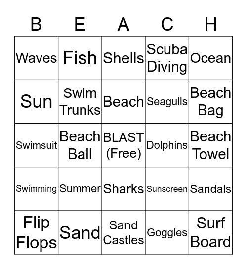 Beach Blast Bingo Card