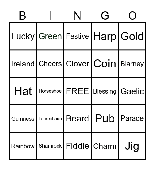 St Patrick's Day BINGO! Bingo Card