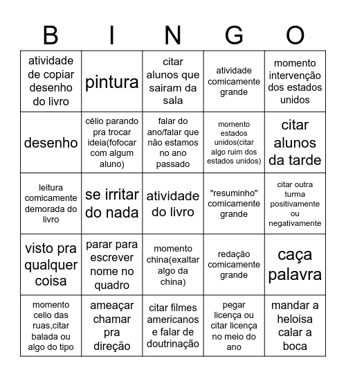 bingo do célio Bingo Card