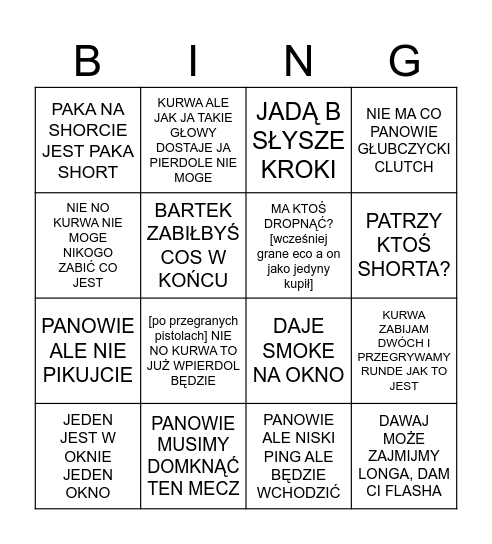 ZWIERACZ CS BINGO Card