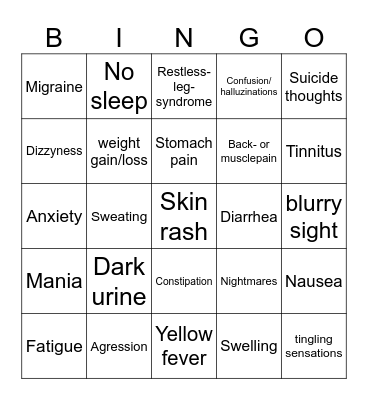 Agomelatine Bingo Card