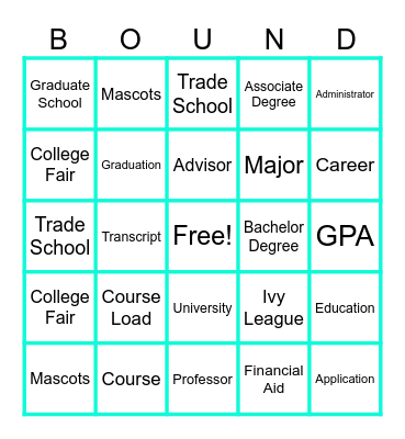 College Bound Bingo Card