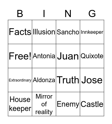 Man Of La Mancha Bingo Card